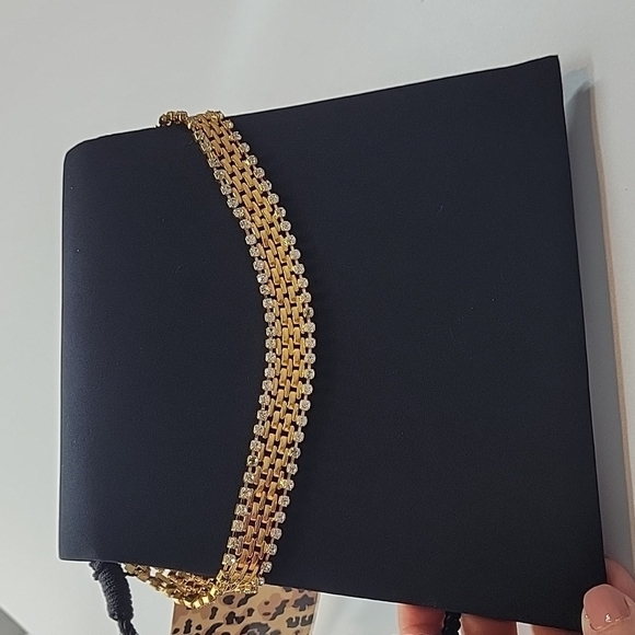 Vintage Kenneth Jay Lane Evening Bag Black Gold Rhinestones Crossbody or clutch